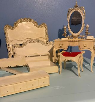 Vintage Barbie Susy Goose Bed,  Vanity W Stool,  And Hope Chest