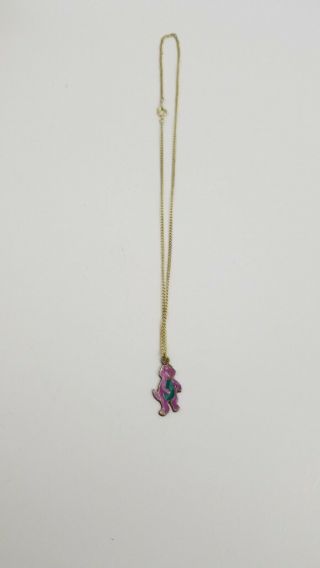 Barney The Purple Dinosaur Pendant/Chain (Necklace) Kids TV Show HTF Rare USA T5 3