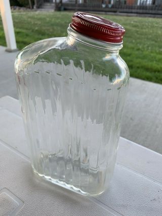 Vintage Anchor Hocking Ribbed Glass Refrigerator Water/beverage Container