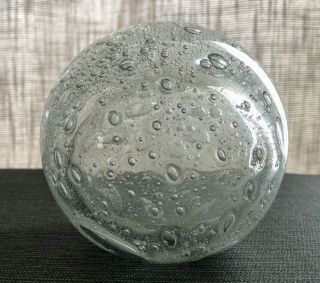 Hand Blown Glass Paperweight,  Clear With Natural Bubbles