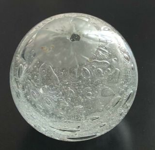 hand blown glass paperweight,  clear with natural bubbles 2