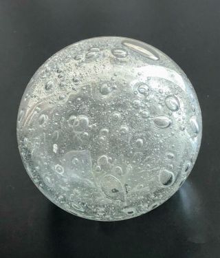 hand blown glass paperweight,  clear with natural bubbles 3