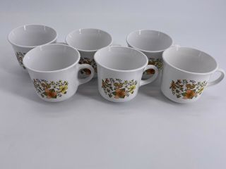 Vintage Corelle Corning Ware Indian Summer Set Of 6 Coffee Tea Cups Mugs Euc