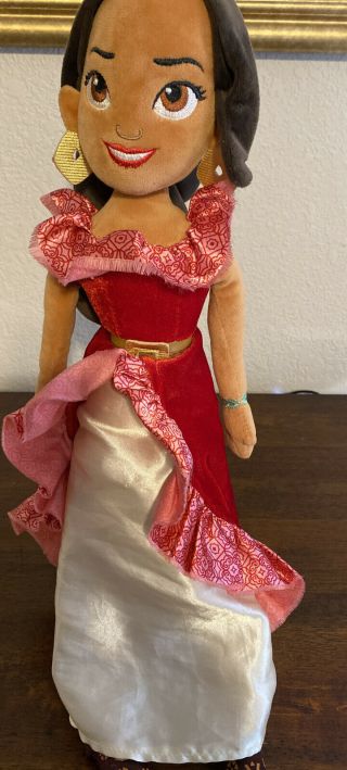 Disney Store Elena Of Avalor Doll 20 " Plush Toy Red Dress Latino Princess Euc