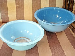 Vintage Pyrex Moody Blues Clear Bottom Mixing Bowls 322 & 323