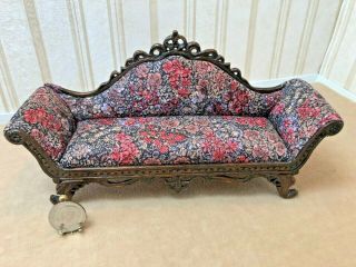 Dollhouse Miniature Vintage Artist Signed Victorian Ornate Sofa Couch 1:12