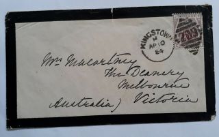 Very Rare 1884 Great Britain Mourning Cover From Kingstown 289 To Australia