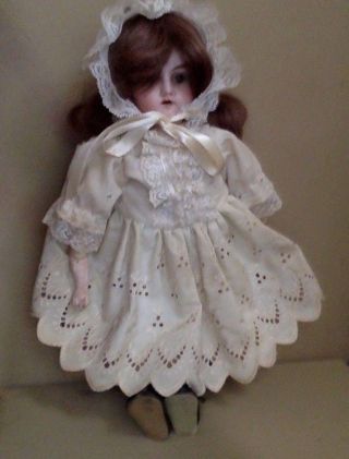 Antique Armand Marseille Bisque Head Doll.  14 " Brunette.  Mabel 1310.