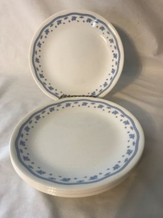 7 Corelle Morning Blue Flowers 8 1/2” Lunch Plates Very Good