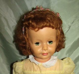 Vintage Ideal Short Auburn Hair Patty Playpal Doll 36 Inch 1961 In Vintage Dress