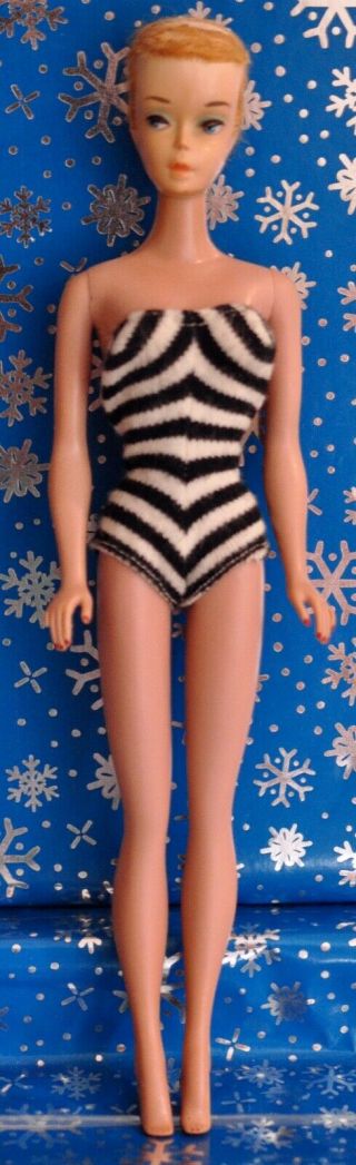 Vintage Barbie Ponytail 3 Head And Solid Barbie Body (3 Or 4) Zebra Swimsuit