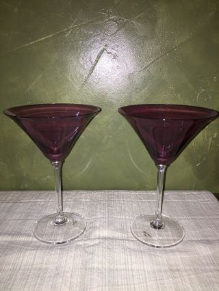 Set Of 2 Vera Wang Wedgwood Amethyst Martini Glasses