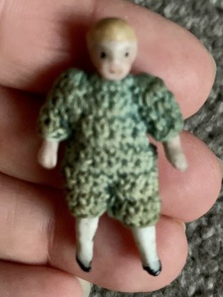 Tiny Miniature Dollhouse 1.  25” Jointed Antique bisque Carl Horn Boy doll germany 2