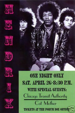 Classic Rock: Jimi Hendrix At Los Angeles Forum Concert Poster 1969 13x19
