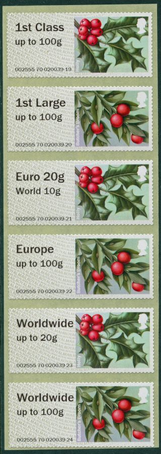Ncr 2014 Winter Greenery Coll Strip With Eur To 100g,  Ww To 100g Post & Go