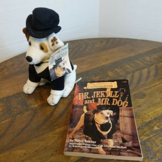 1998 Big Feats PBS Kids Wishbone Dr Jekyll Bean bag Plush Stuffed Animal,  Book 2
