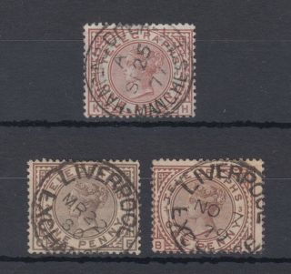 Qv Gb Sg T2 1d Red Brown Plates 1 2 3 Telegraph Cds - Victorian Surface Printed