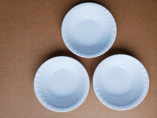 3 Corelle Vitrelle Soup/cereal Bowls Enhancements White Swirl 7 1/4”
