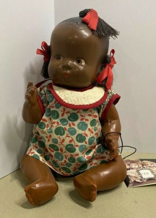 Vintage 9” Composition Black Americana Topsy Pigtail Doll Ca1930