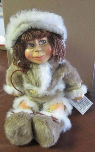 Vintage H.  P.  Naber Kids Jointed Wood Doll Inuit 14 " 24 / 1001 Kelly