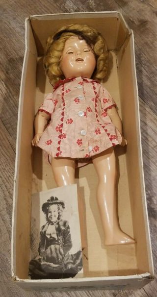 Vintage Ideal Shirley Temple Composition Doll Great Eyes Netted Hair Box 15 "