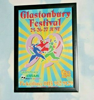 Glastonbury Festival 1999 Framed A4 Manics Rem Ash Corrs Promo Poster