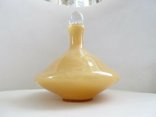 Vintage Empoli Italy Art Glass Small Yellowish Opaque Decanter W/stopper 6 1/2 "