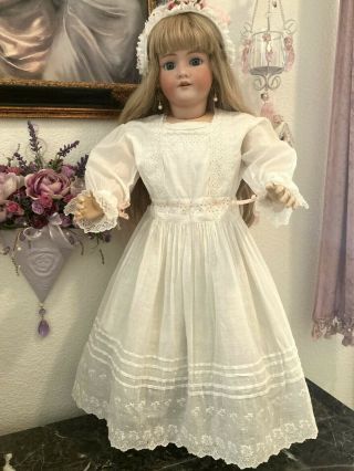 Antique White Cotton French Lawn Dress For Large 30 " 36 " Jumeau Bru,  German Doll