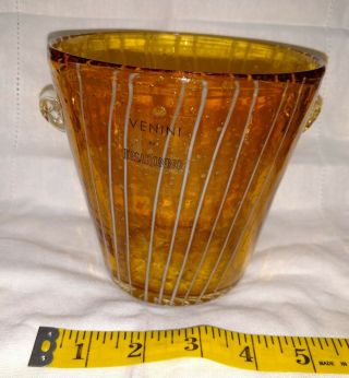 Venini Disaronno Hand Blown Murano Venetian Art Glass Amber Ice Bucket