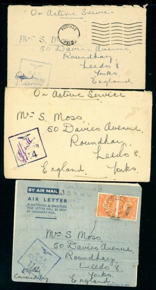On Active Service Covers With Letters To Roundhay,  Leeds (jy846)