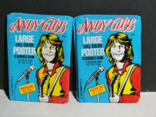 2 Vintage 1978 Andy Gibb Large Full Color Poster & Bubble Gum