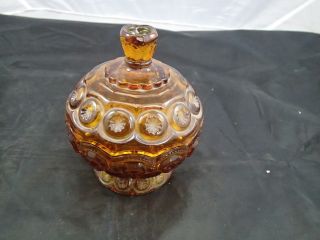 Vintage Le Smith Moon And Stars Amber Candy Dish 5 " Tall