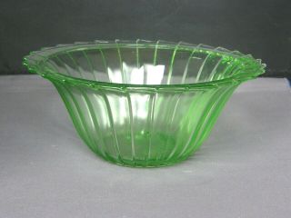 Serving Bowl - Sierra Pattern - Green Depression Glass - Jeannette - 8 1/2 " Berry - 