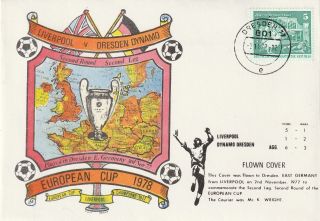 2 Nov 1977 Dynamo Dresden V Liverpool European Cup Scarce Flown Football Covers