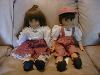 Vintage German 18 " Soft Girl & Boy Doll By Gotz Spielfreundin Modell