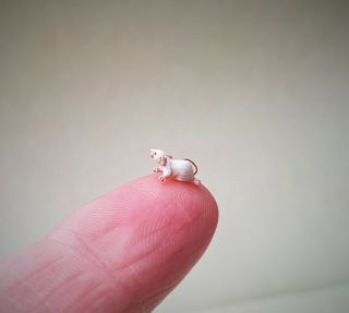 Dollhouse Miniature Sarah Hendry RARE Tiny White Mouse 1/12th Scale 3