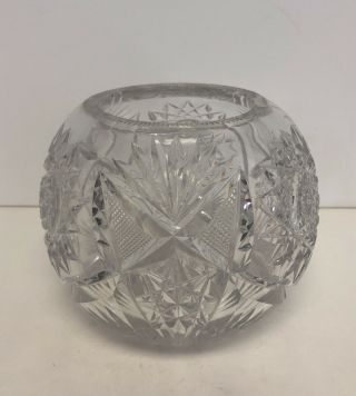 Vintage Clear Cut Crystal Glass Bowl Vase Unsigned
