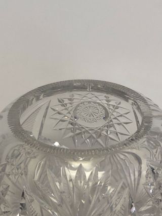 Vintage Clear Cut Crystal Glass Bowl Vase Unsigned 3