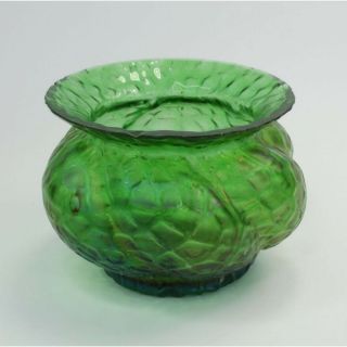 Loetz Glass Vase Art Nouveau Iridescent Studio Antique Ribbed Green