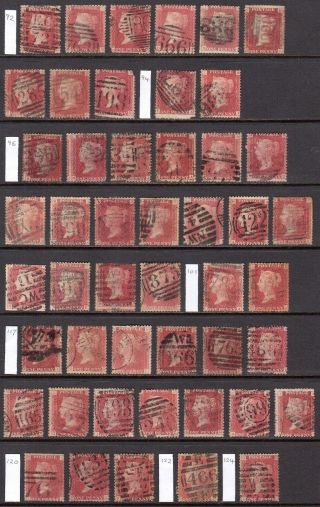 Great Britain 1864 - 79 1d Red Plate Selection U,  Sg 43,  44 Cat £155