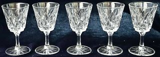 5 Vintage Retro Glass Crystal Pressed Diamond Pattern Sherry Liqueur Glasses