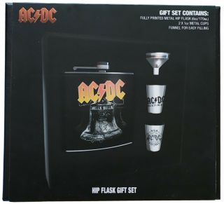Ac/dc - Hells Bells Hip Flask Gift Set Includes Hip Flask,  Funnel & Cups
