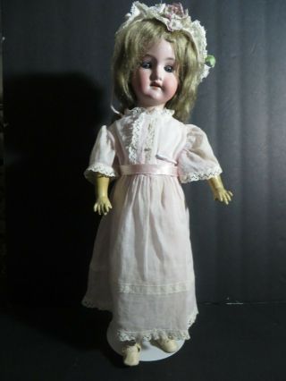 Am 390 16 " Bisque Head Doll On Composition Body Antique