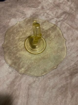 Vintage Yellow Depression Glass Serving Tray Plate With Center Handle