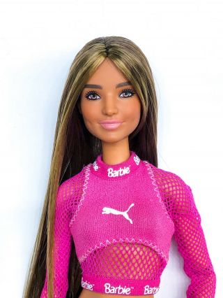 Barbie Doll Made To Move Mtm Fashionistas 126 Hybrid Hispanic Saran Reroot Puma