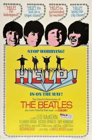 1965 The Beatles " Help " 11x17 Movie Poster Paul Mccartney Harrison Starr Lennon