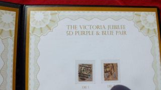 Qv Jubilee 5d Purple And Blue Pair Stamps With Westminster Certificate Hcv