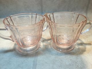Pink Depression Glass Creamer And Sugar Madrid Pattern By Federal