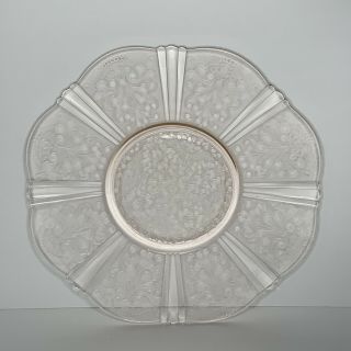 Vintage Light Pink Depression Glass Dinner Plate Floral Vine Design