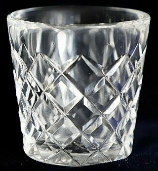 Vintage Retro Diamond Cut Crystal Glass Vase 6.  5cm High 6 Cm Diameter